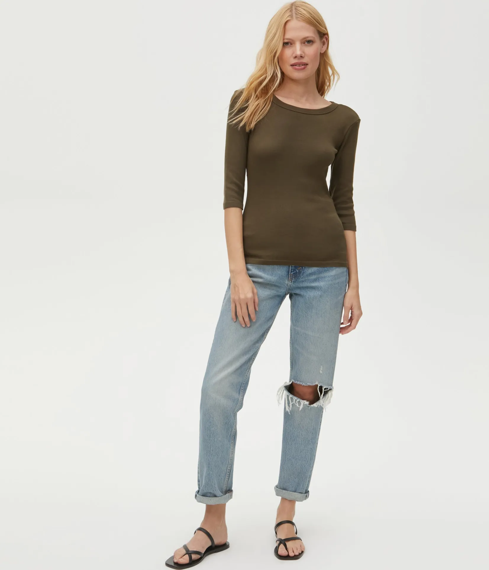 dot__sleeve_tee_41.webp Michael Stars Dot 3/4 Sleeve Tee- T-Shirts | 1x1 Cotton T-Shirts