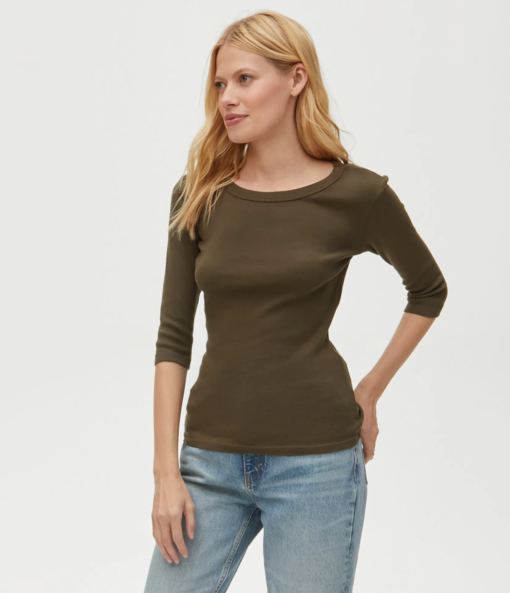 dot__sleeve_tee_42.webp Michael Stars Dot 3/4 Sleeve Tee- T-Shirts | 1x1 Cotton T-Shirts