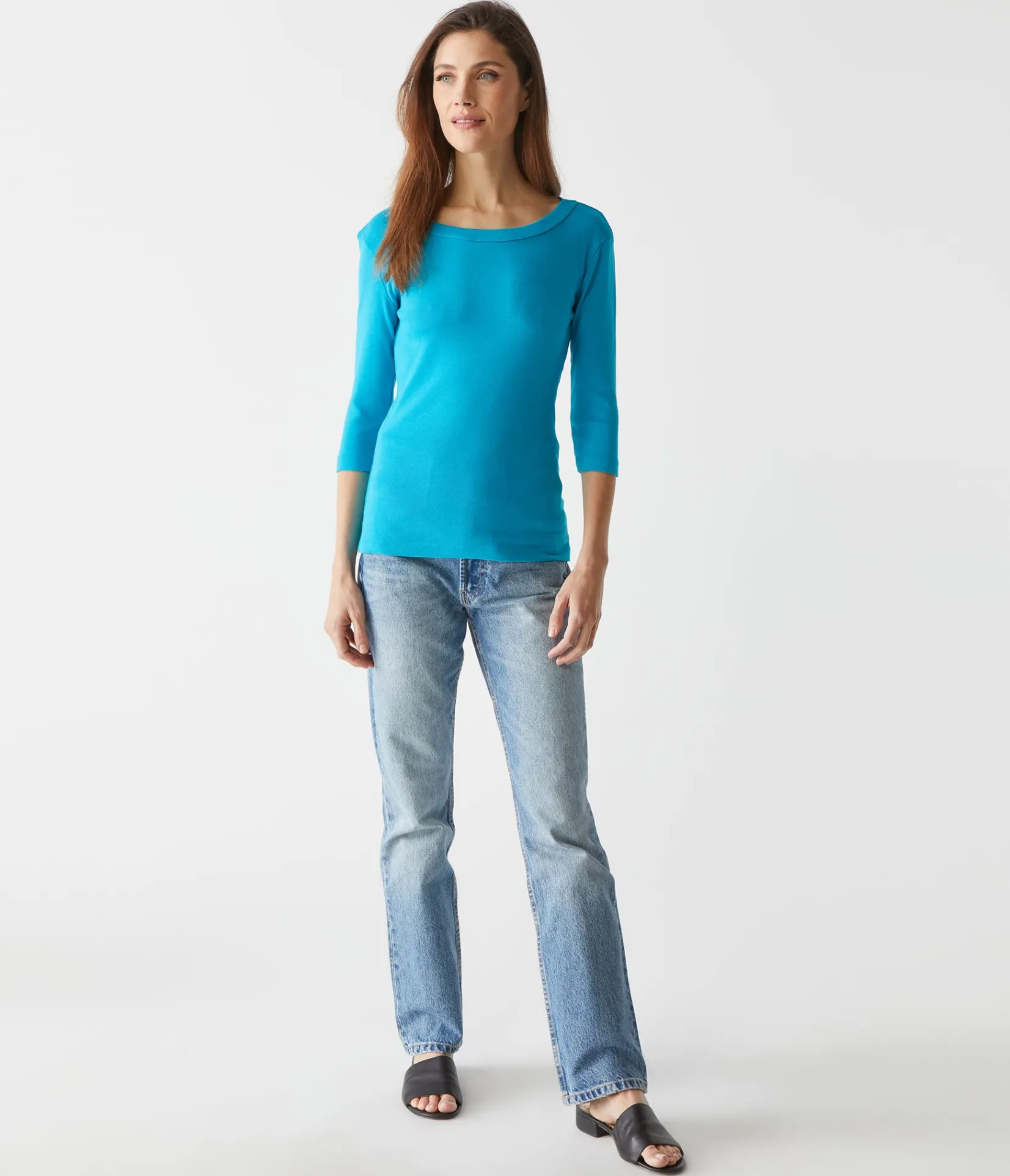 dot__sleeve_tee_45.webp Michael Stars Dot 3/4 Sleeve Tee- T-Shirts | 1x1 Cotton T-Shirts