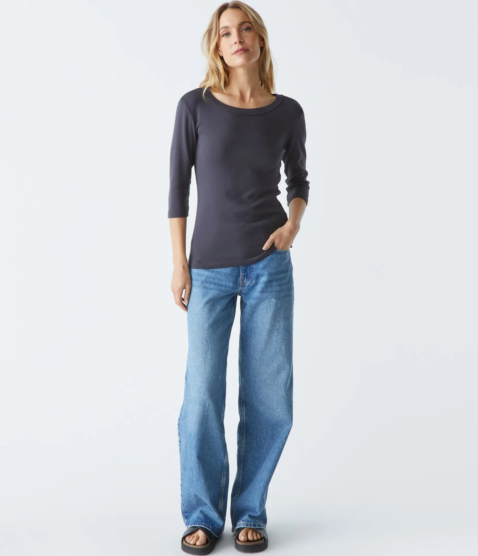 dot__sleeve_tee_49.webp Michael Stars Dot 3/4 Sleeve Tee- T-Shirts | 1x1 Cotton T-Shirts