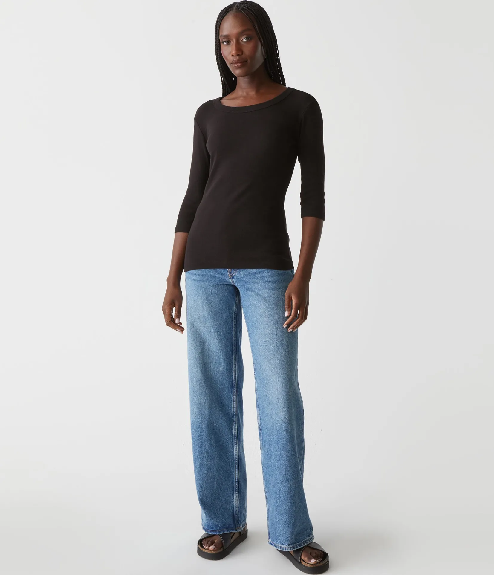 dot__sleeve_tee_53.webp Michael Stars Dot 3/4 Sleeve Tee- T-Shirts | 1x1 Cotton T-Shirts