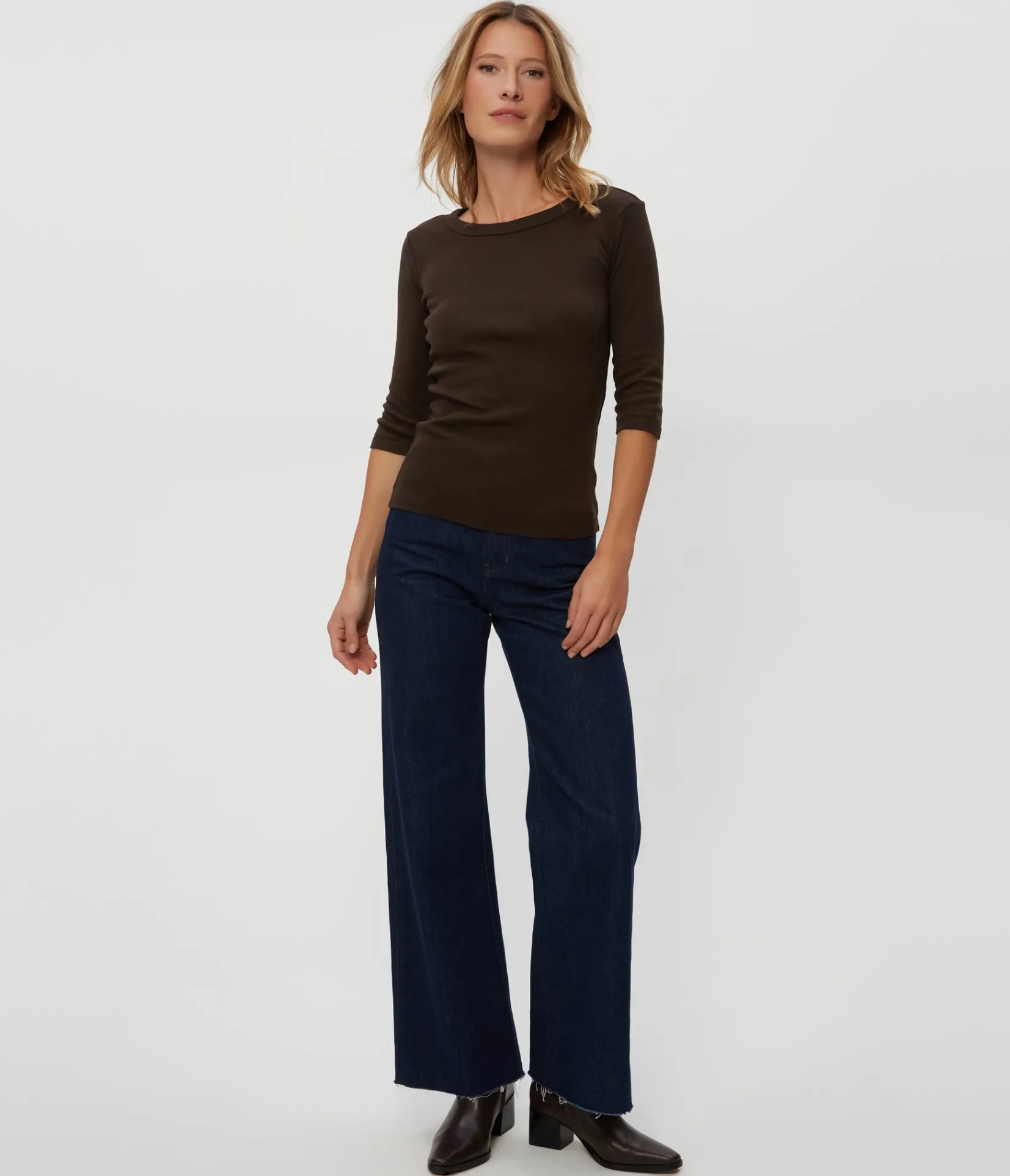 dot__sleeve_tee_81.webp Michael Stars Dot 3/4 Sleeve Tee- T-Shirts | 1x1 Cotton T-Shirts