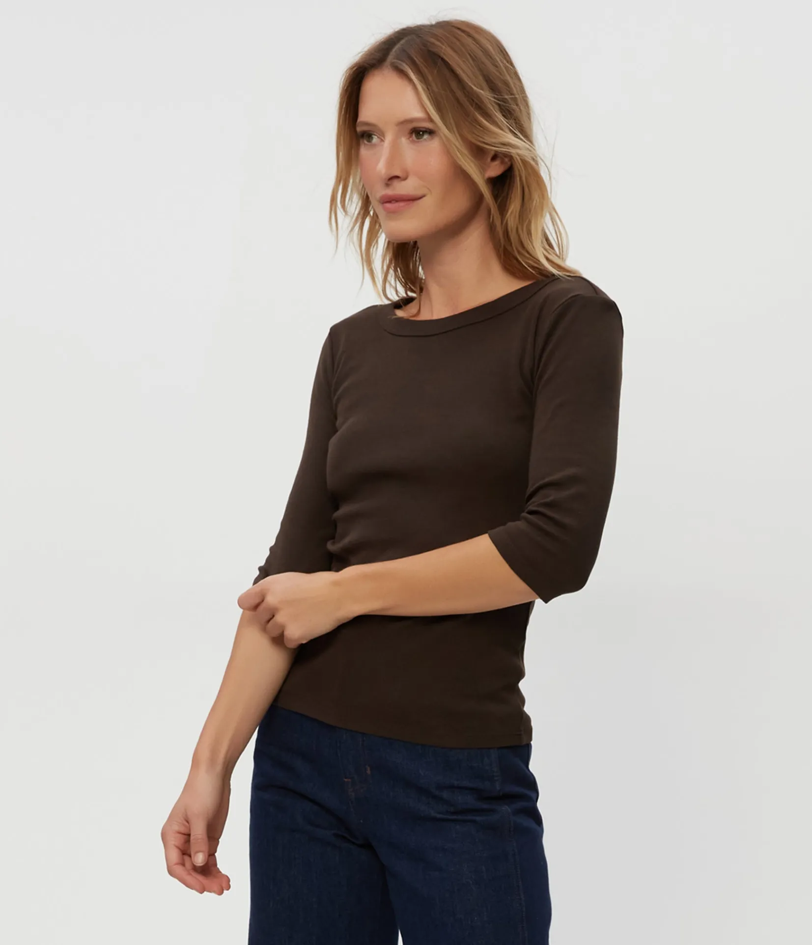 dot__sleeve_tee_82.webp Michael Stars Dot 3/4 Sleeve Tee- T-Shirts | 1x1 Cotton T-Shirts