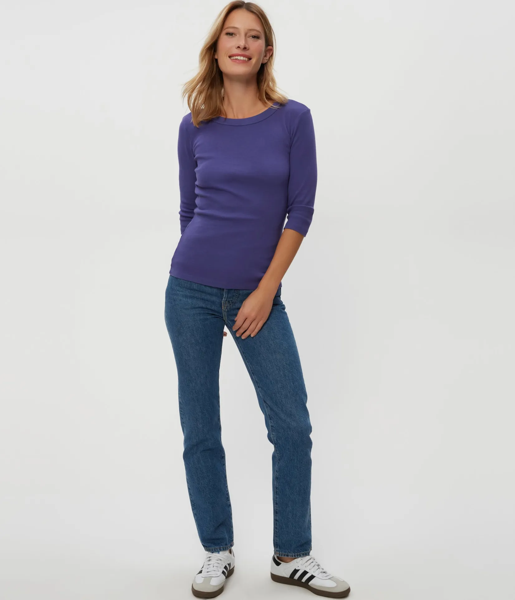 dot__sleeve_tee_85.webp Michael Stars Dot 3/4 Sleeve Tee- T-Shirts | 1x1 Cotton T-Shirts