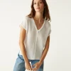 Michael Stars Draya Gauze V-Neck Top- Tops, Blouses & Shirts
