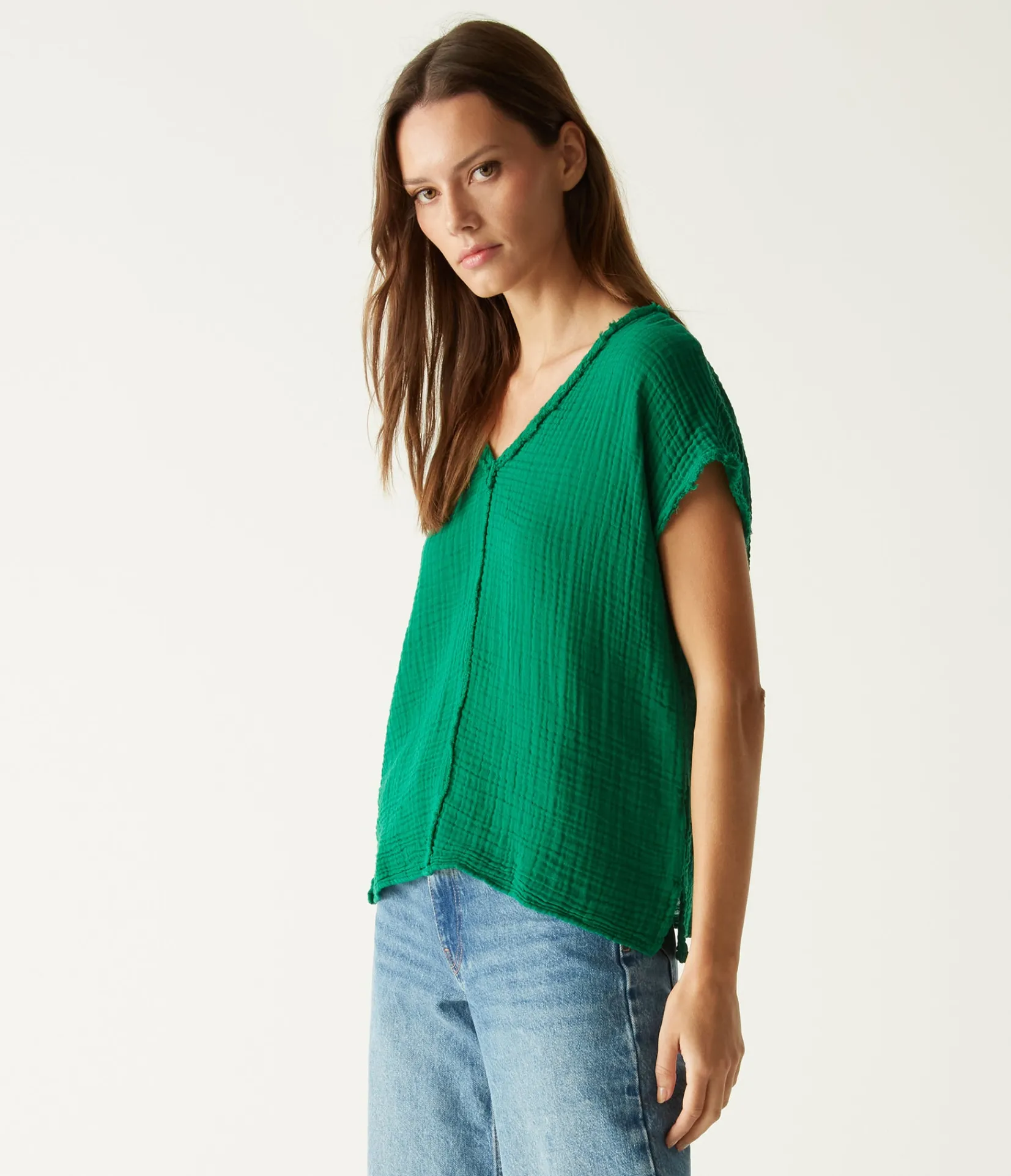 draya_gauze_vneck_top_10.webp Michael Stars Draya Gauze V-Neck Top- Tops, Blouses & Shirts