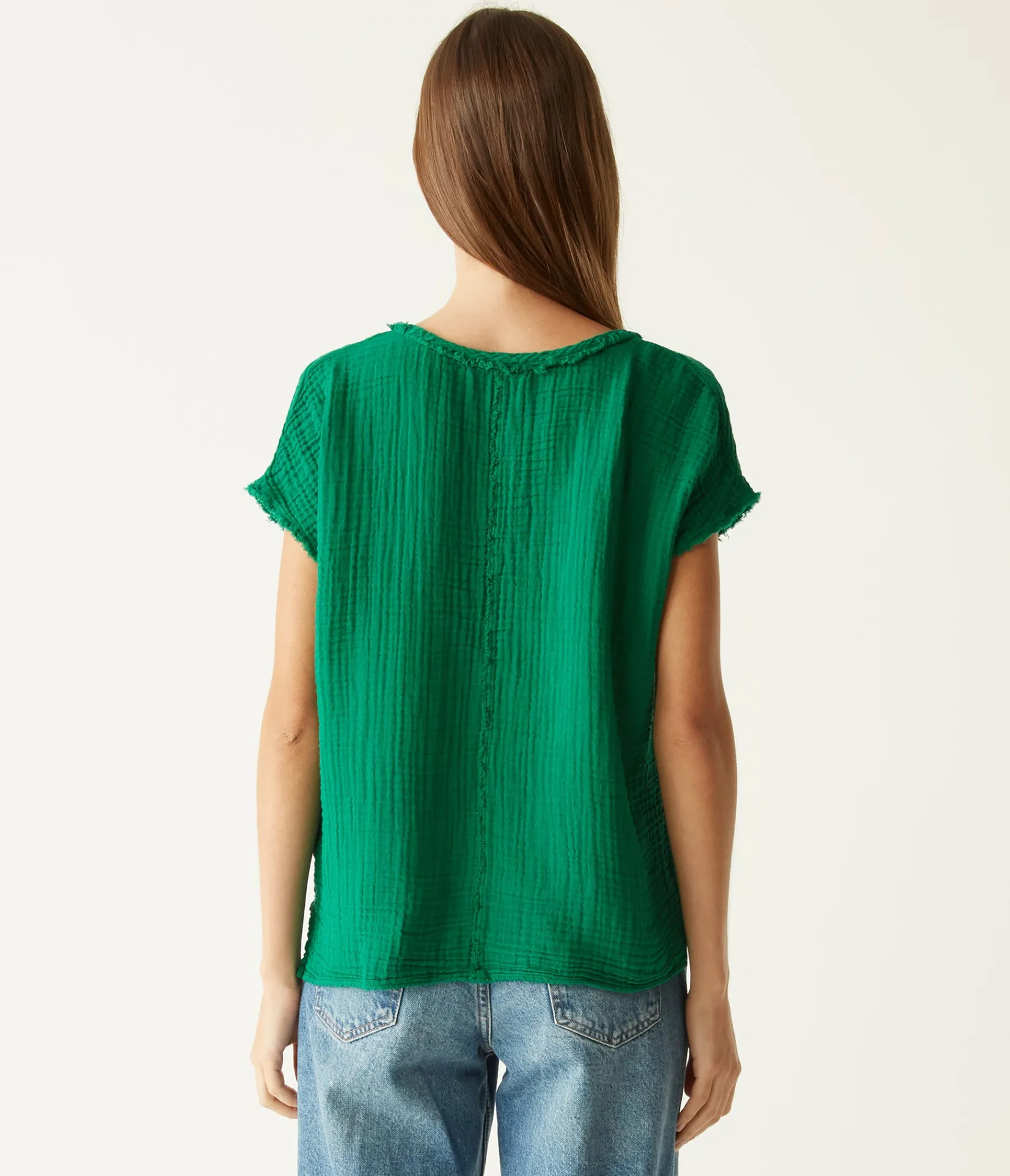 draya_gauze_vneck_top_11.webp Michael Stars Draya Gauze V-Neck Top- Tops, Blouses & Shirts