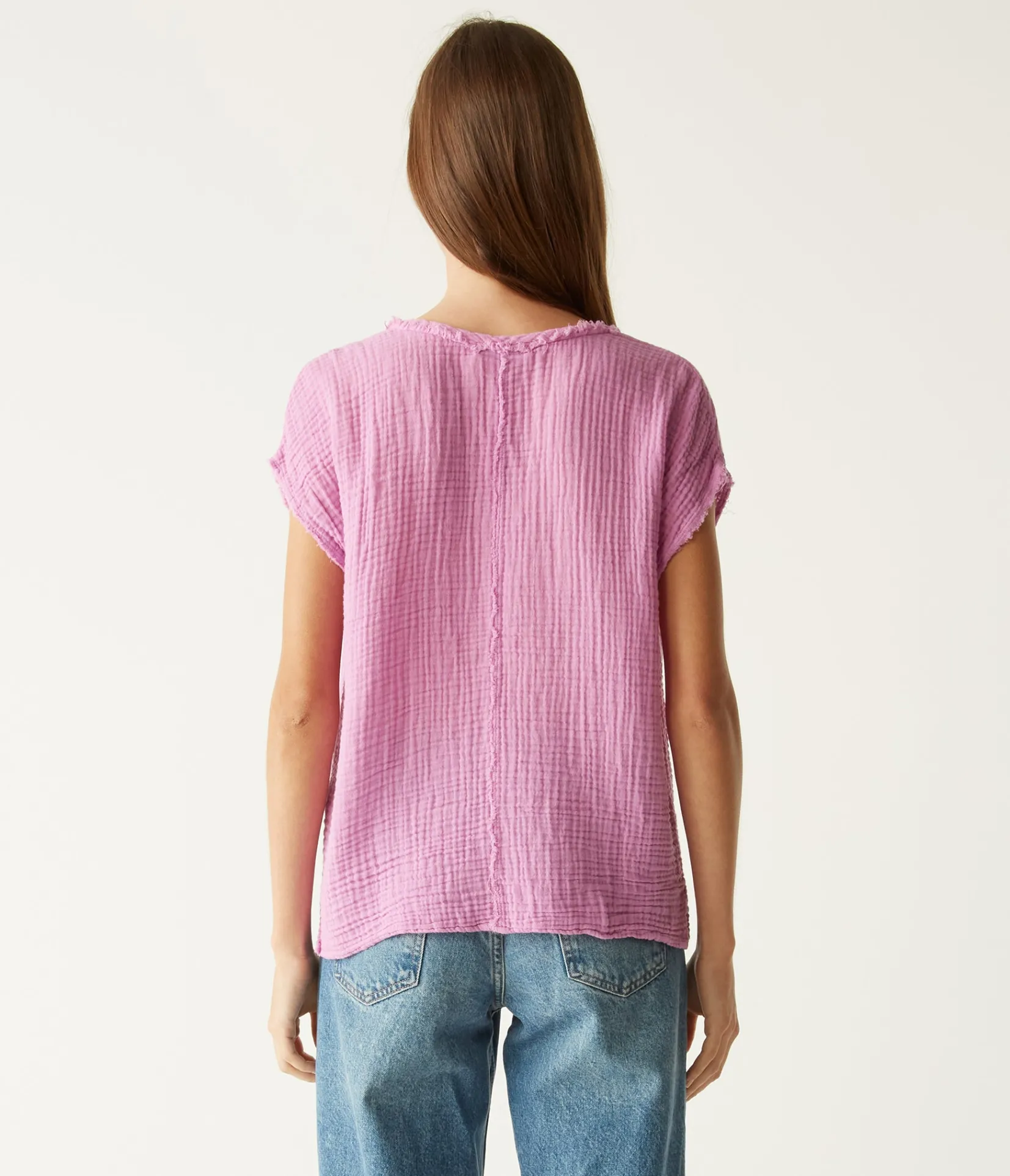 draya_gauze_vneck_top_15.webp Michael Stars Draya Gauze V-Neck Top- Tops, Blouses & Shirts