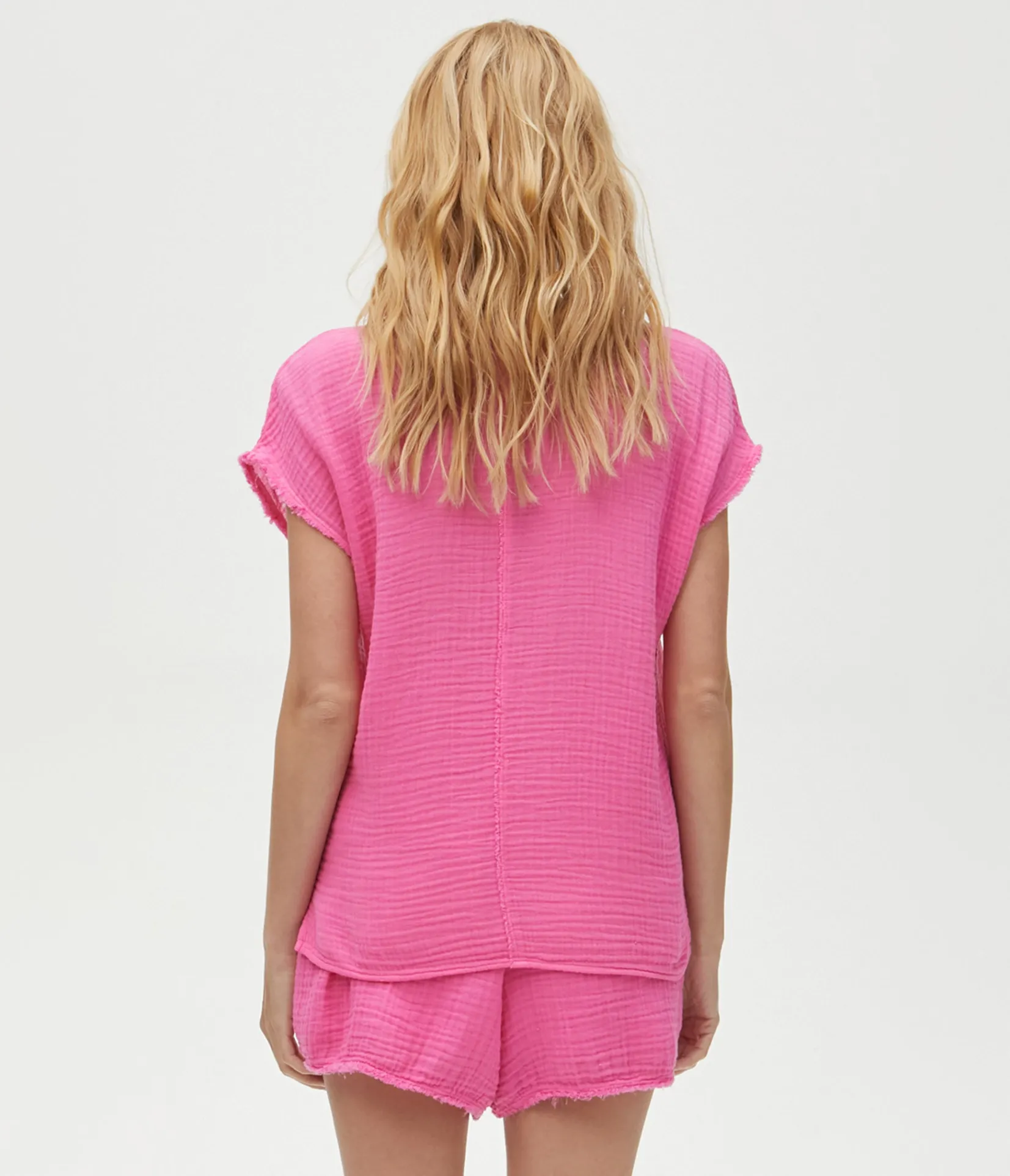 draya_gauze_vneck_top_19.webp Michael Stars Draya Gauze V-Neck Top- Tops, Blouses & Shirts