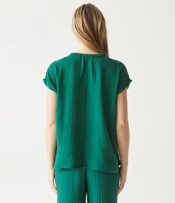 Michael Stars Draya Gauze V-Neck Top- Tops, Blouses & Shirts