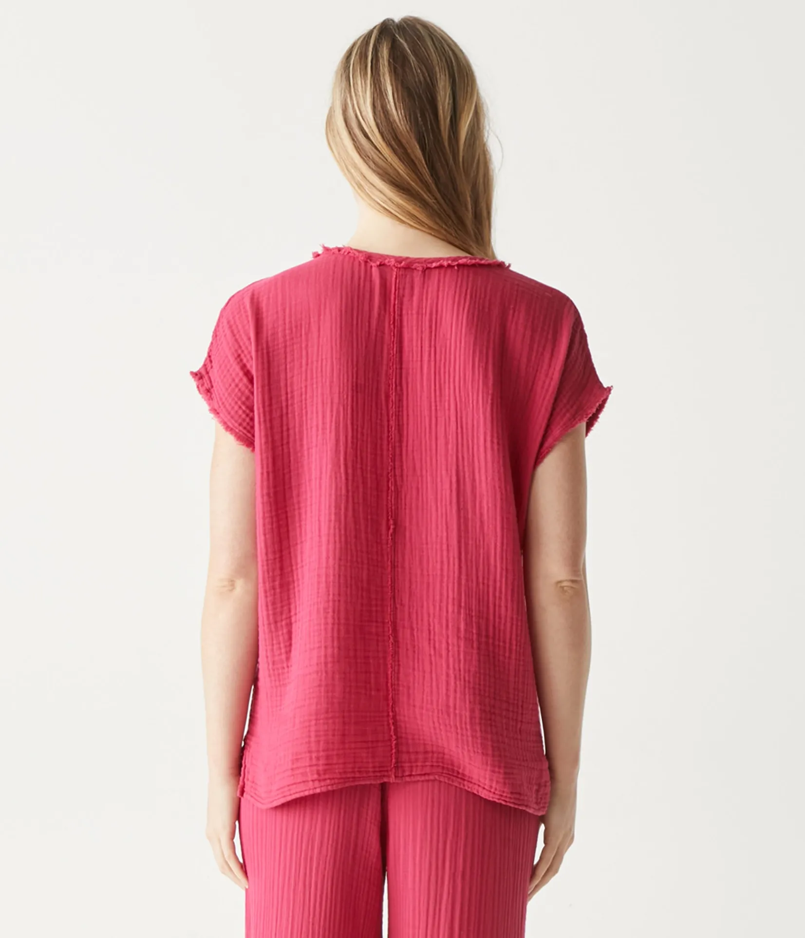 draya_gauze_vneck_top_27.webp Michael Stars Draya Gauze V-Neck Top- Tops, Blouses & Shirts