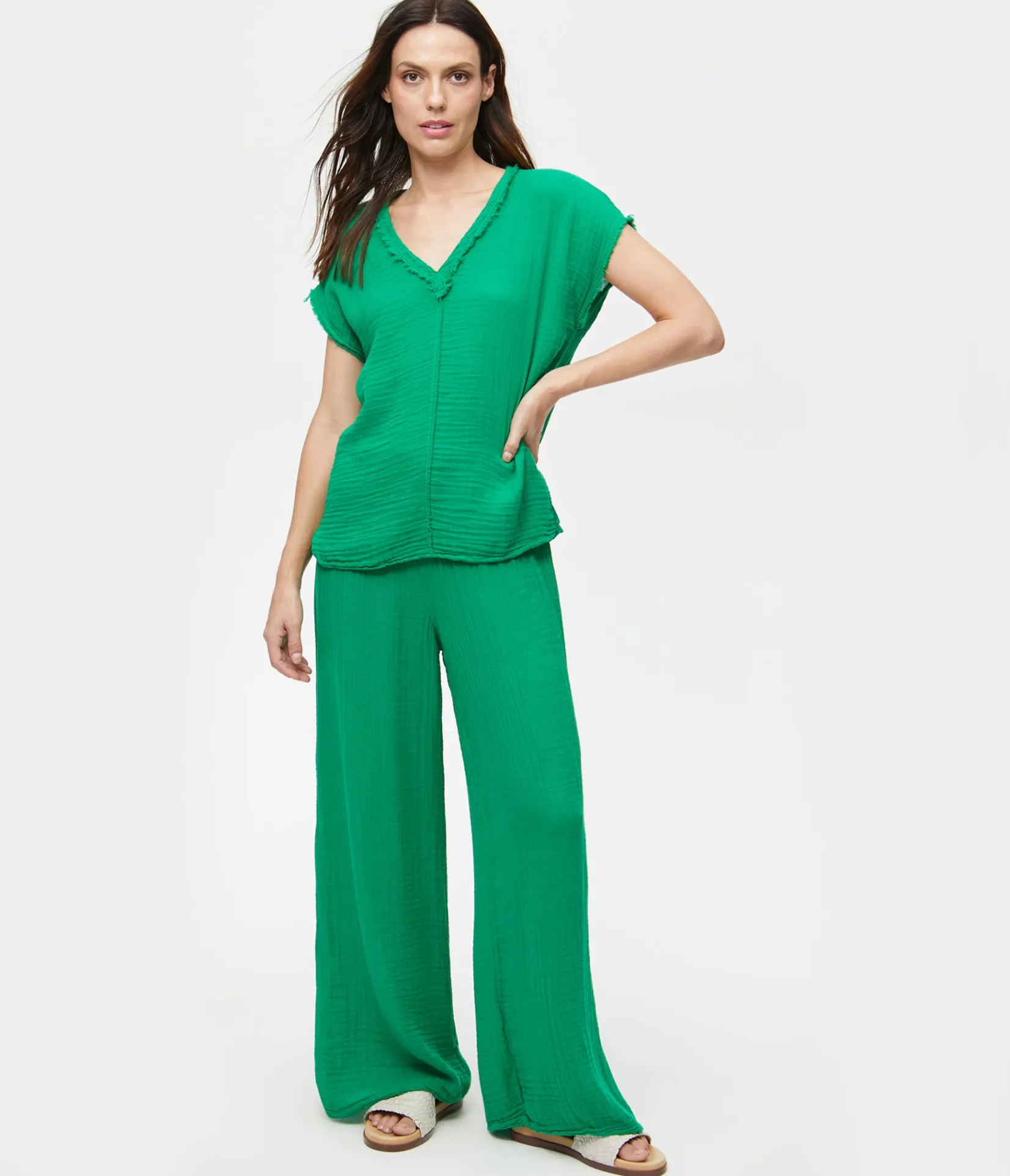 draya_gauze_vneck_top_29.webp Michael Stars Draya Gauze V-Neck Top- Tops, Blouses & Shirts