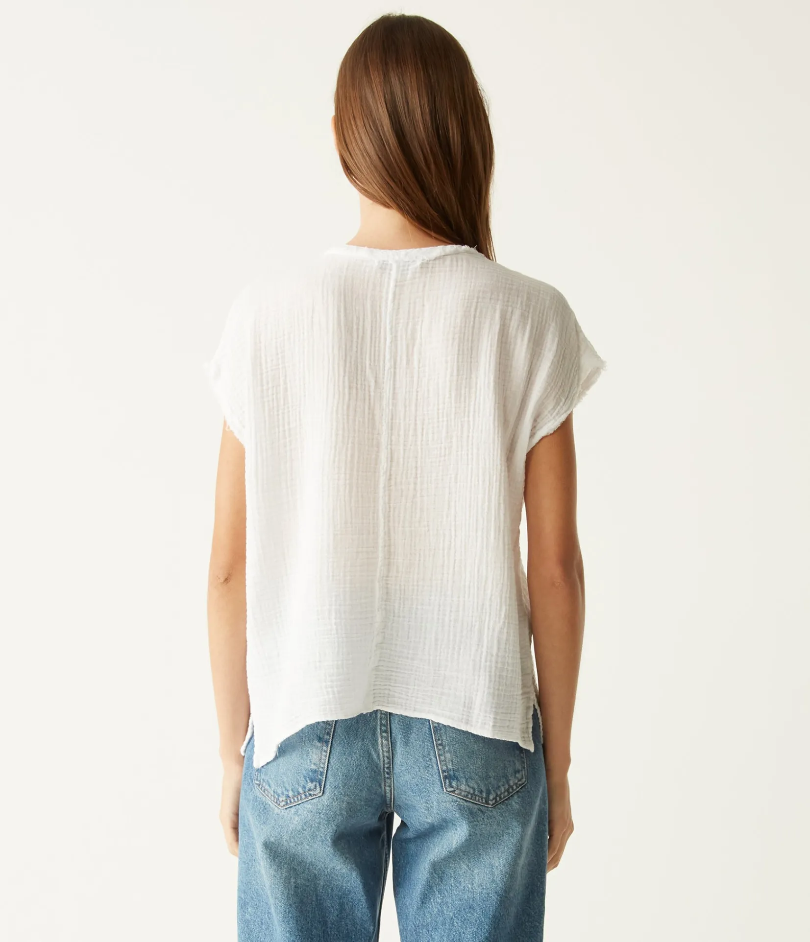 draya_gauze_vneck_top_3.webp Michael Stars Draya Gauze V-Neck Top- Tops, Blouses & Shirts