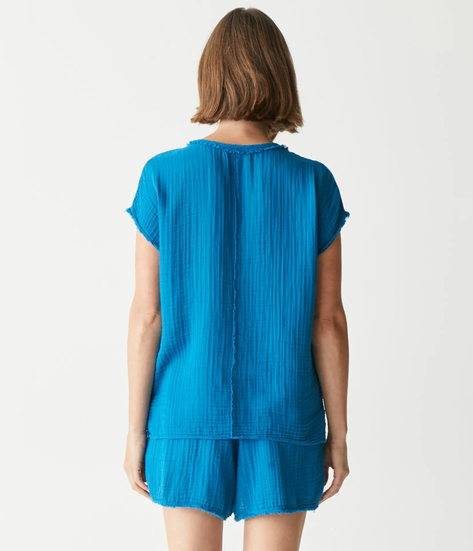 draya_gauze_vneck_top_39.webp Michael Stars Draya Gauze V-Neck Top- Tops, Blouses & Shirts