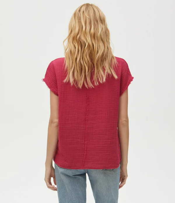 Michael Stars Draya Gauze V-Neck Top- Tops, Blouses & Shirts