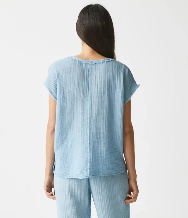 Michael Stars Draya Gauze V-Neck Top- Tops, Blouses & Shirts