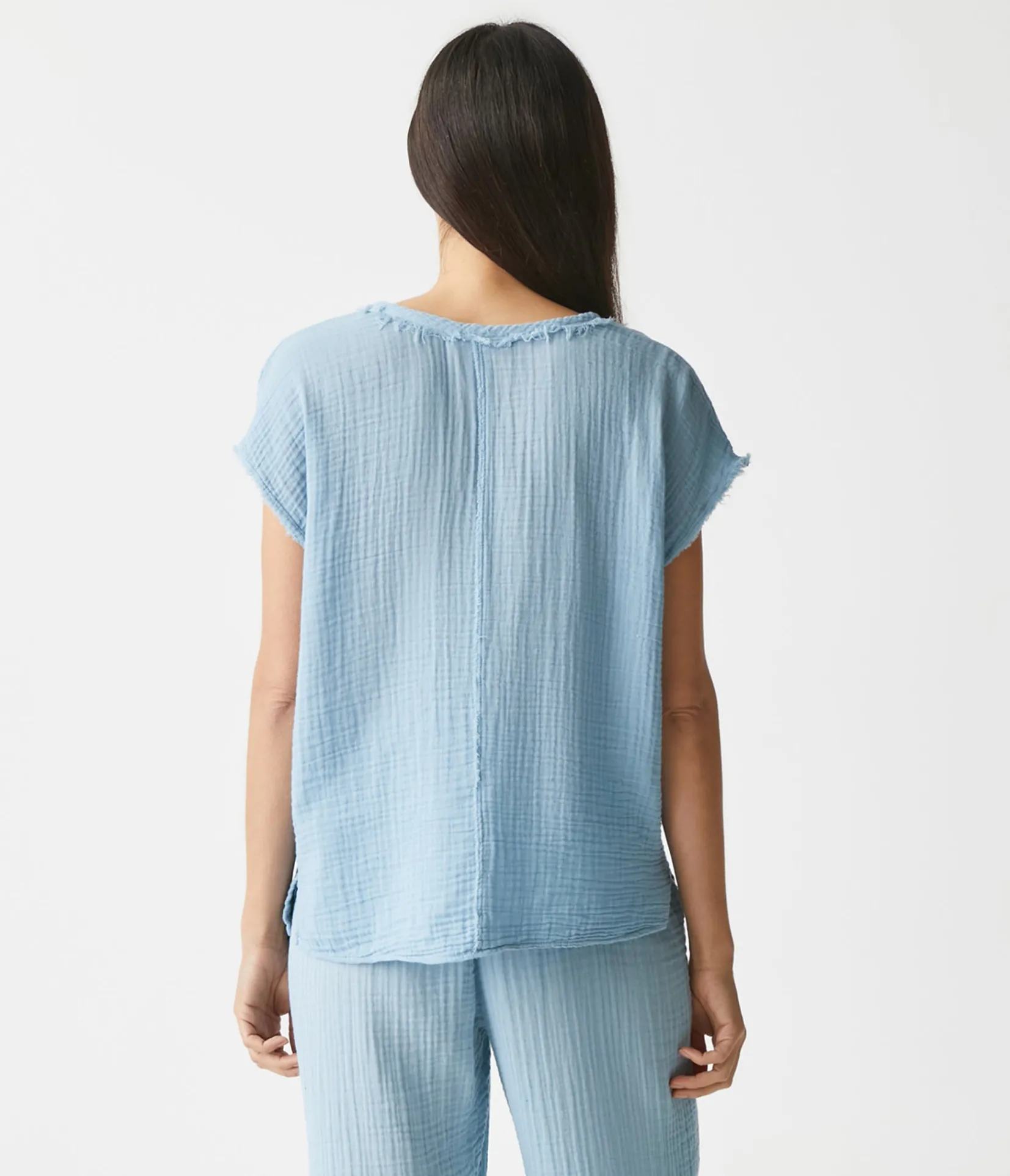 draya_gauze_vneck_top_54.webp Michael Stars Draya Gauze V-Neck Top- Tops, Blouses & Shirts