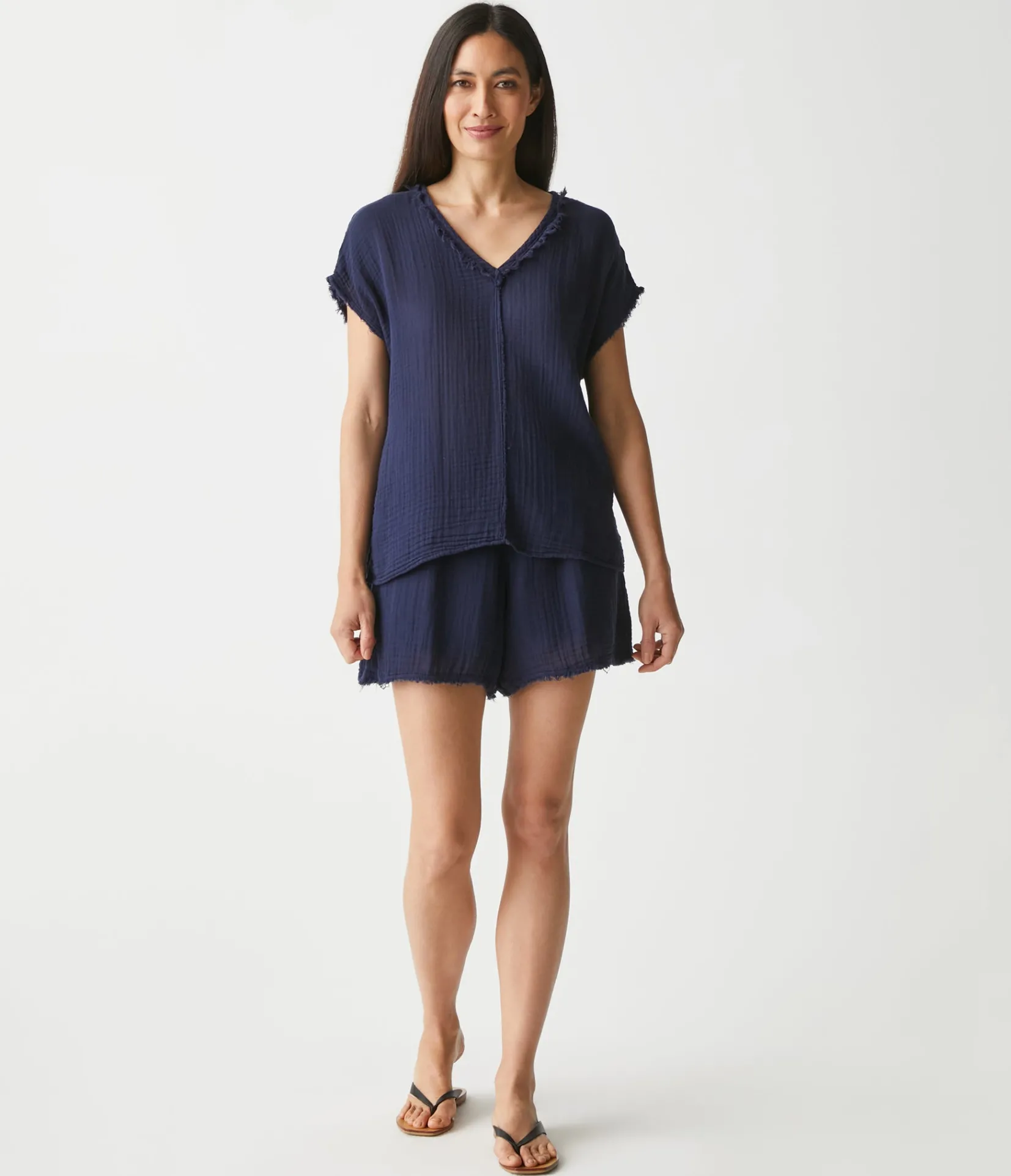 draya_gauze_vneck_top_60.webp Michael Stars Draya Gauze V-Neck Top- Tops, Blouses & Shirts
