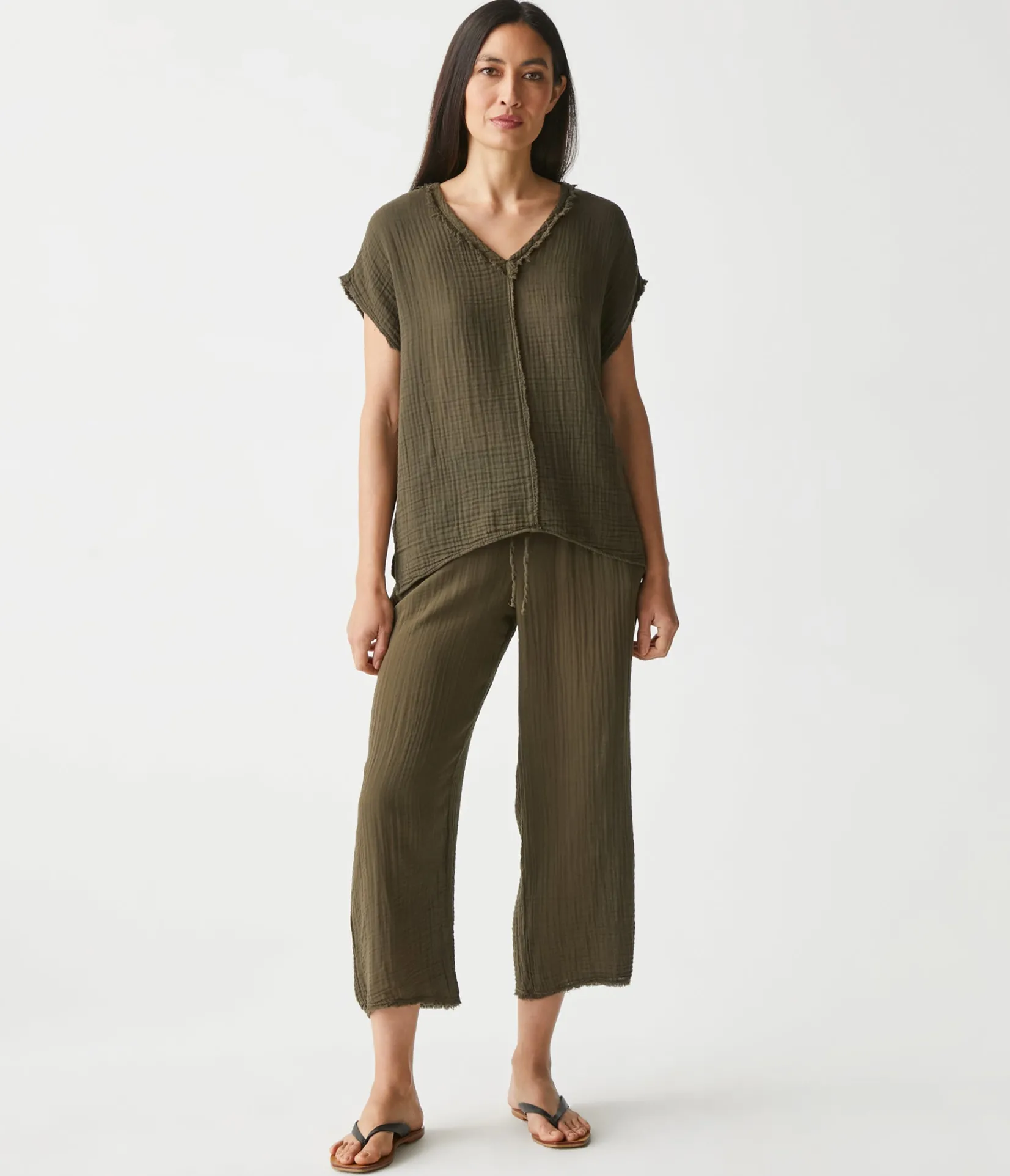draya_gauze_vneck_top_64.webp Michael Stars Draya Gauze V-Neck Top- Tops, Blouses & Shirts