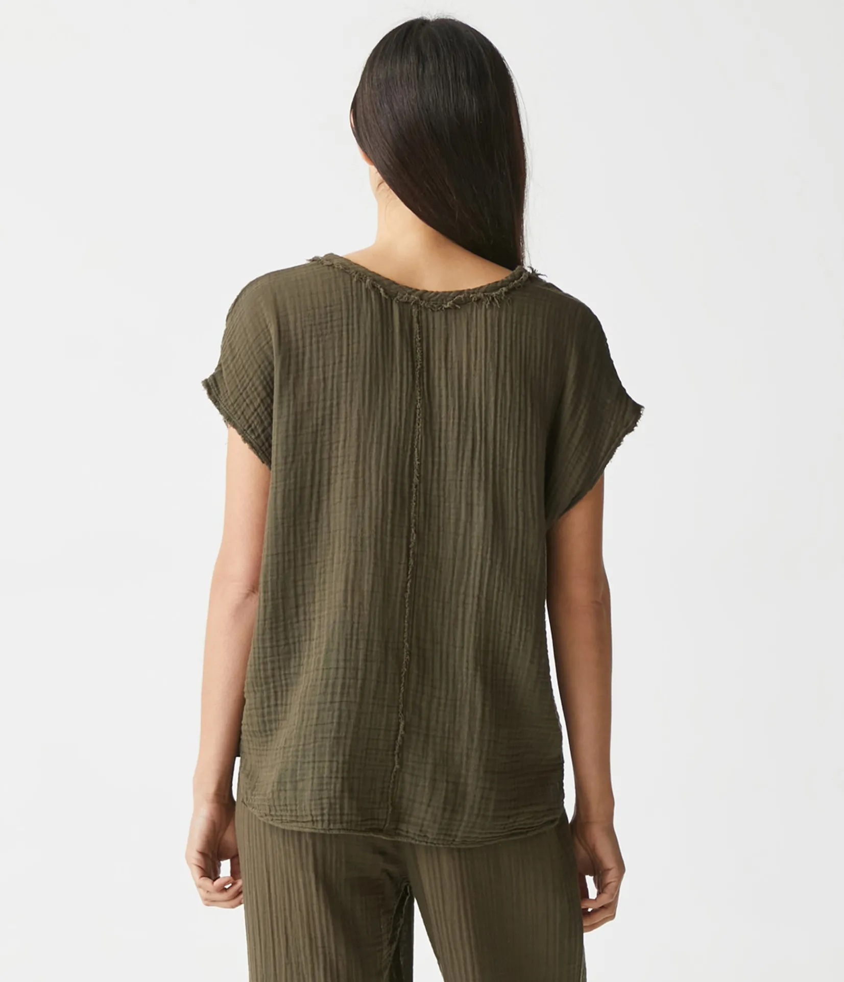 draya_gauze_vneck_top_66.webp Michael Stars Draya Gauze V-Neck Top- Tops, Blouses & Shirts