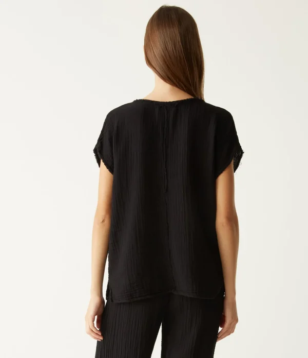 Michael Stars Draya Gauze V-Neck Top- Tops, Blouses & Shirts