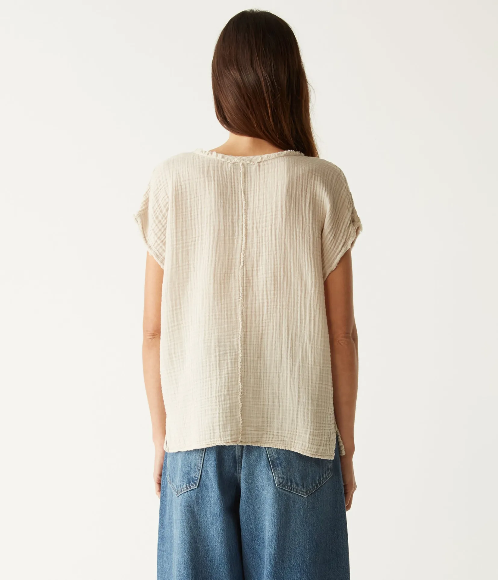 draya_gauze_vneck_top_77.webp Michael Stars Draya Gauze V-Neck Top- Tops, Blouses & Shirts