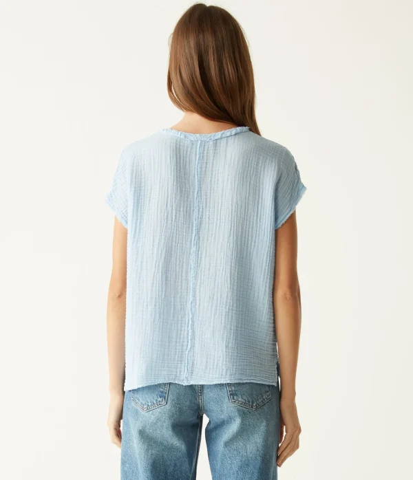 Michael Stars Draya Gauze V-Neck Top- Tops, Blouses & Shirts