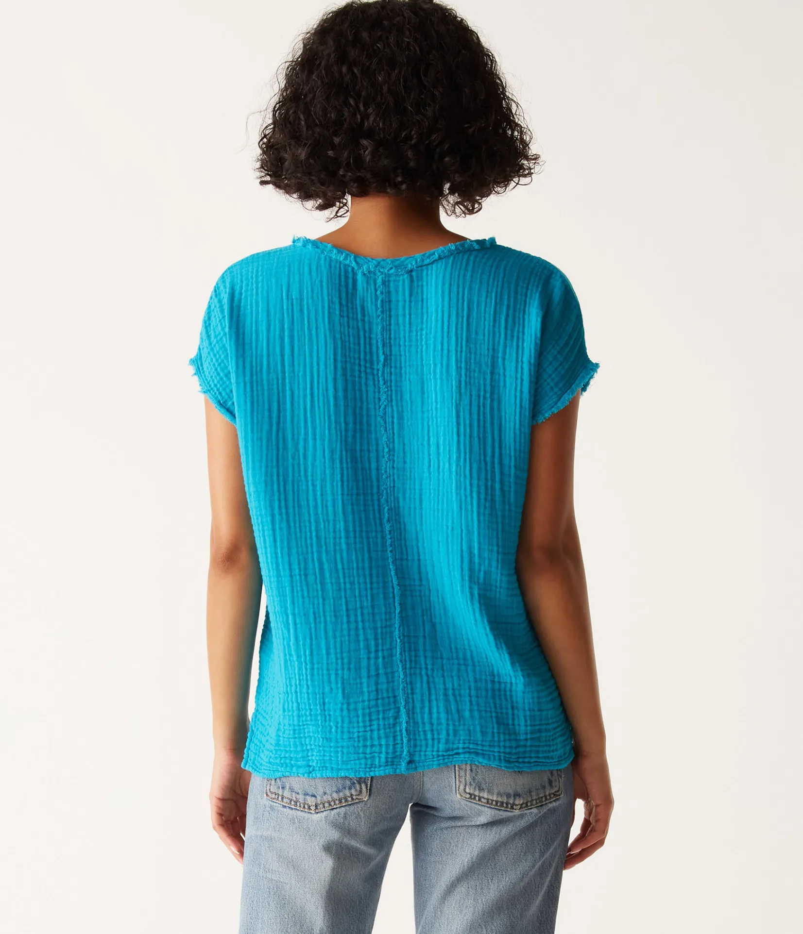 draya_gauze_vneck_top_85.webp Michael Stars Draya Gauze V-Neck Top- Tops, Blouses & Shirts