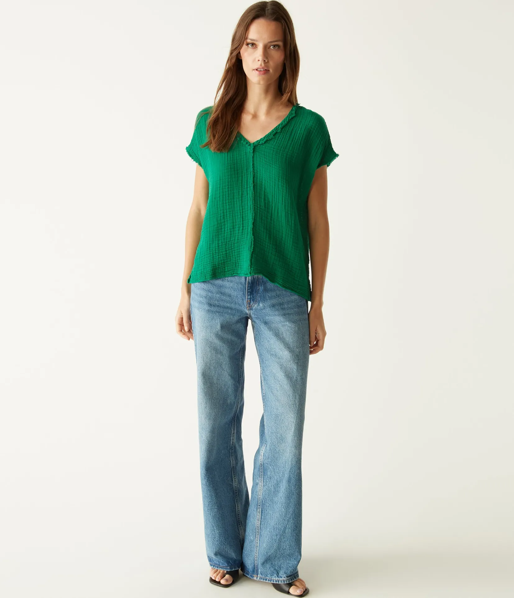 draya_gauze_vneck_top_9.webp Michael Stars Draya Gauze V-Neck Top- Tops, Blouses & Shirts