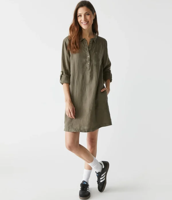 Michael Stars Eleanor Linen Shirt Dress- Dresses | Mini Dresses