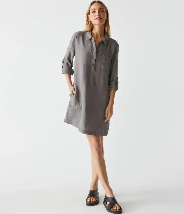 Michael Stars Eleanor Linen Shirt Dress- Dresses | Mini Dresses