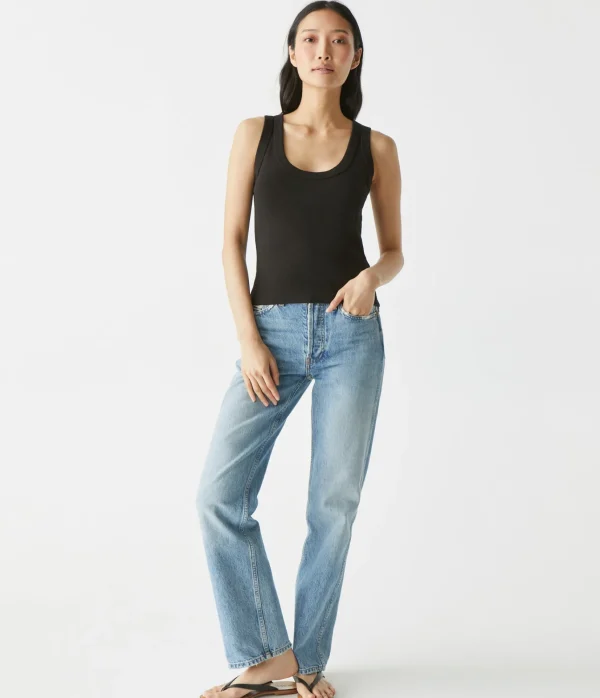 Michael Stars Elodie Cropped Scoop Neck Tank- Tank Tops | 1x1 Cotton T-Shirts