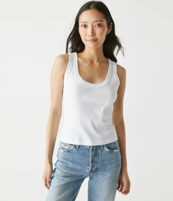 Michael Stars Elodie Cropped Scoop Neck Tank- Tank Tops | 1x1 Cotton T-Shirts