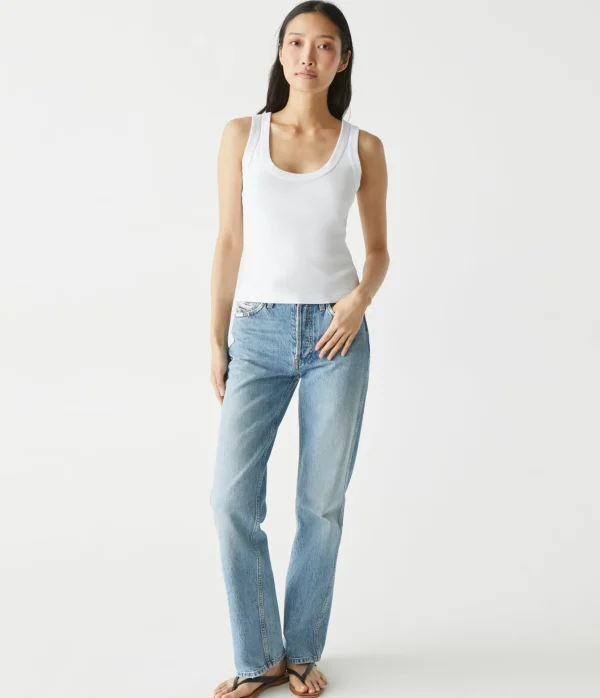 Michael Stars Elodie Cropped Scoop Neck Tank- Tank Tops | 1x1 Cotton T-Shirts