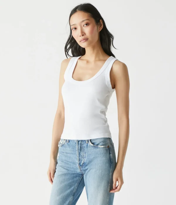 Michael Stars Elodie Cropped Scoop Neck Tank- Tank Tops | 1x1 Cotton T-Shirts