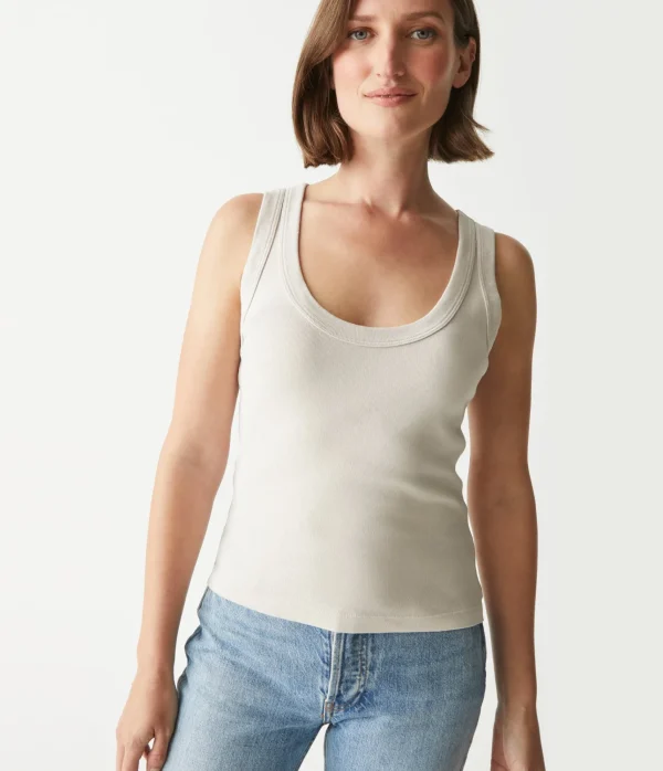 Michael Stars Elodie Cropped Scoop Neck Tank- Tank Tops | 1x1 Cotton T-Shirts
