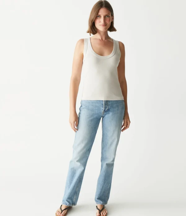 Michael Stars Elodie Cropped Scoop Neck Tank- Tank Tops | 1x1 Cotton T-Shirts