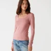 Michael Stars Emilia Scoop Neck Tee- T-Shirts | Ultra Rib T-Shirts