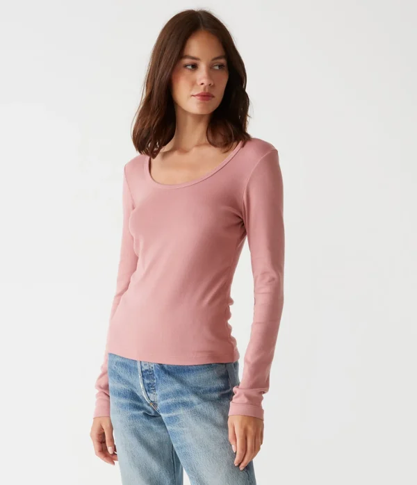 Michael Stars Emilia Scoop Neck Tee- T-Shirts | Ultra Rib T-Shirts