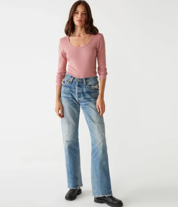 Michael Stars Emilia Scoop Neck Tee- T-Shirts | Ultra Rib T-Shirts