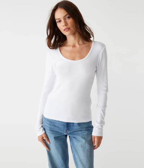 Michael Stars Emilia Scoop Neck Tee- T-Shirts | Ultra Rib T-Shirts