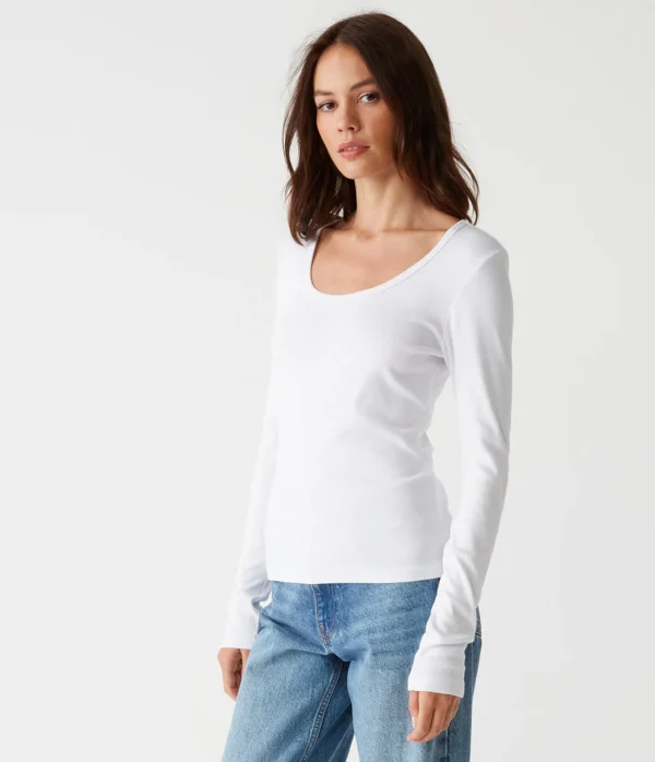 Michael Stars Emilia Scoop Neck Tee- T-Shirts | Ultra Rib T-Shirts