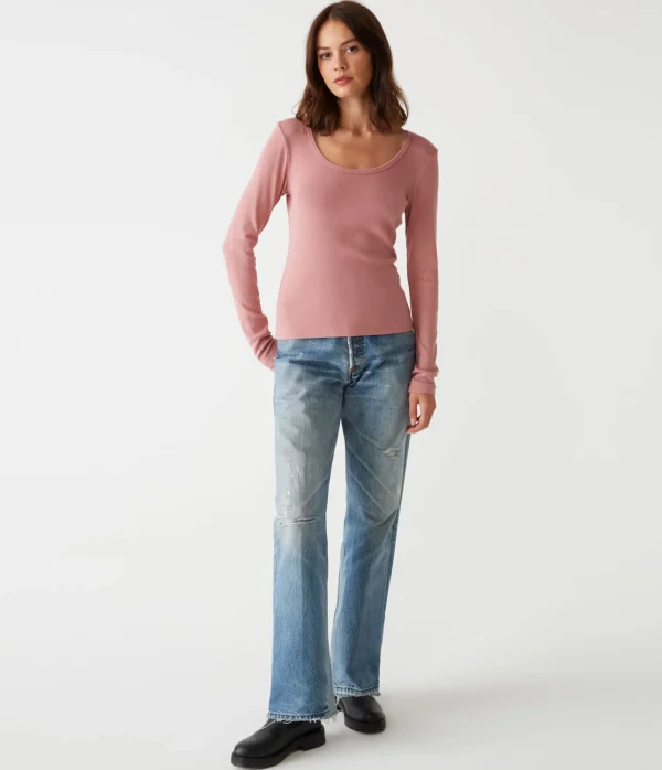 Michael Stars Emilia Scoop Neck Tee- T-Shirts | Ultra Rib T-Shirts