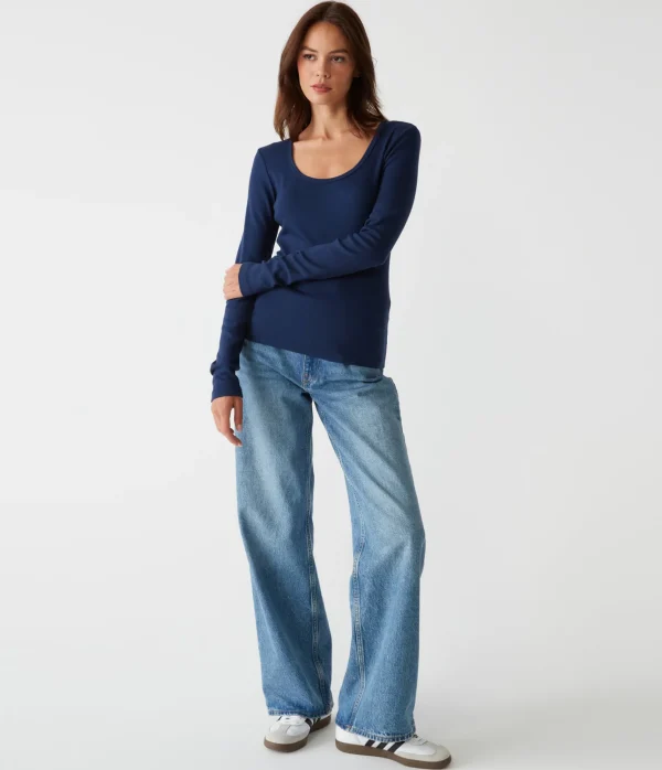 Michael Stars Emilia Scoop Neck Tee- T-Shirts | Ultra Rib T-Shirts