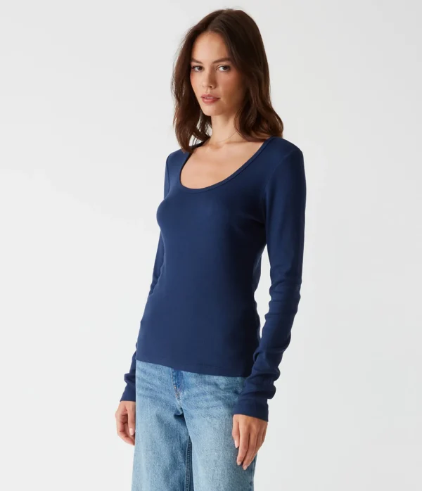 Michael Stars Emilia Scoop Neck Tee- T-Shirts | Ultra Rib T-Shirts