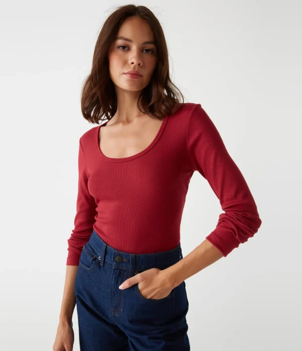 Michael Stars Emilia Scoop Neck Tee- T-Shirts | Ultra Rib T-Shirts