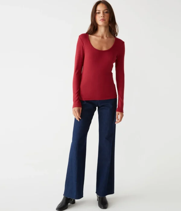 Michael Stars Emilia Scoop Neck Tee- T-Shirts | Ultra Rib T-Shirts