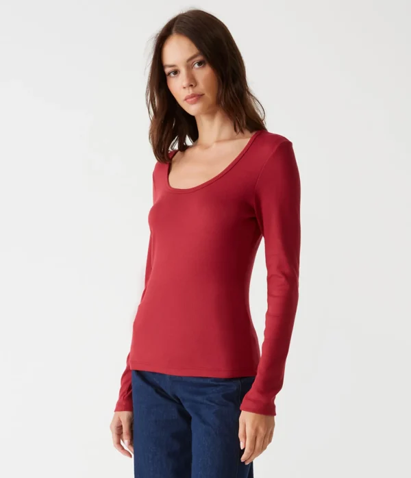 Michael Stars Emilia Scoop Neck Tee- T-Shirts | Ultra Rib T-Shirts