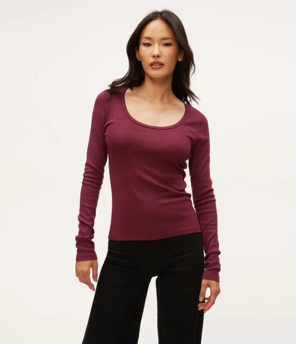 Michael Stars Emilia Scoop Neck Tee- T-Shirts | Ultra Rib T-Shirts