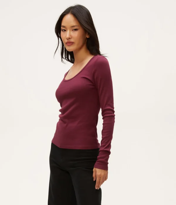 Michael Stars Emilia Scoop Neck Tee- T-Shirts | Ultra Rib T-Shirts